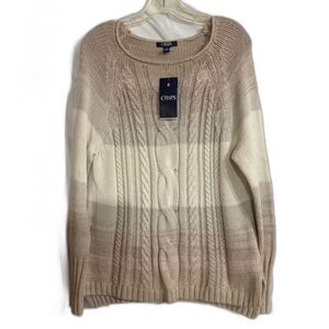 NWT Chaps Sweater Women's Med Knit Pullover Soft Girl Pastel Tone Colorblock